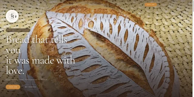 Stephy Sourdough homepage with its handmade bread and menu navigation.