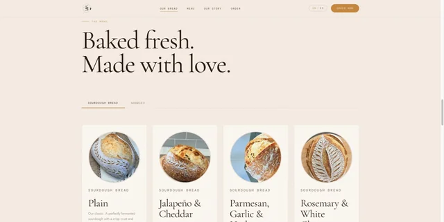 Stephy Sourdough bread menu with product photos and descriptions.